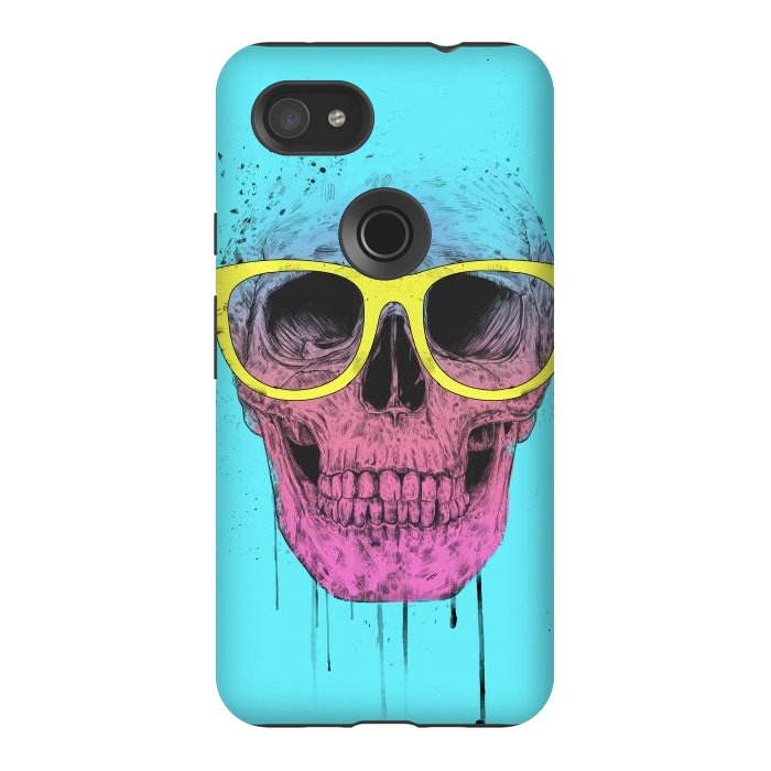 Pixel 3AXL StrongFit Pop Art Skull With Glasses by Balazs Solti