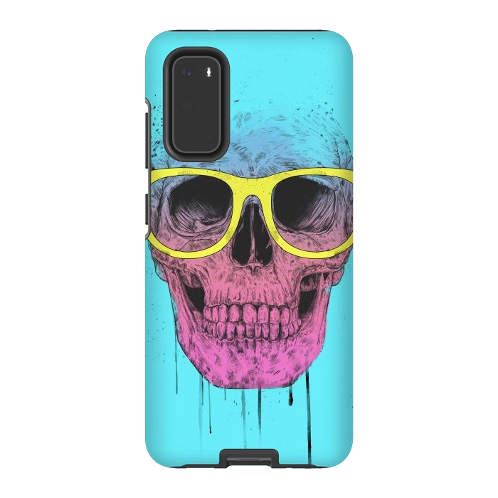Galaxy S20 StrongFit Pop Art Skull With Glasses by Balazs Solti