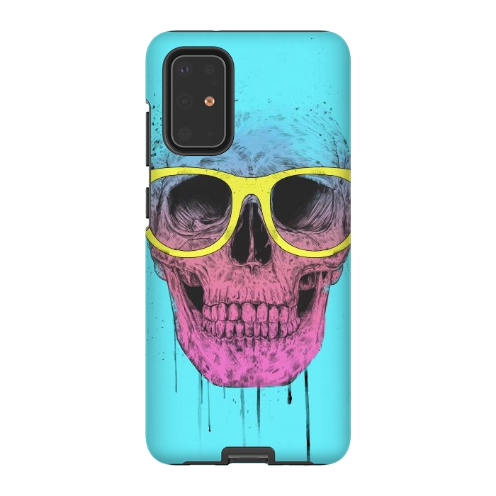 Galaxy S20 Plus StrongFit Pop Art Skull With Glasses by Balazs Solti