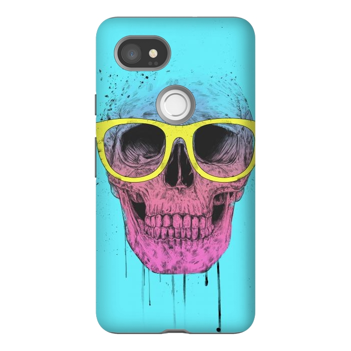 Pixel 2XL StrongFit Pop Art Skull With Glasses by Balazs Solti