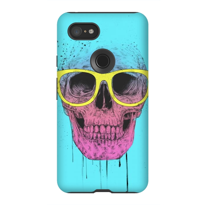 Pixel 3XL StrongFit Pop Art Skull With Glasses by Balazs Solti