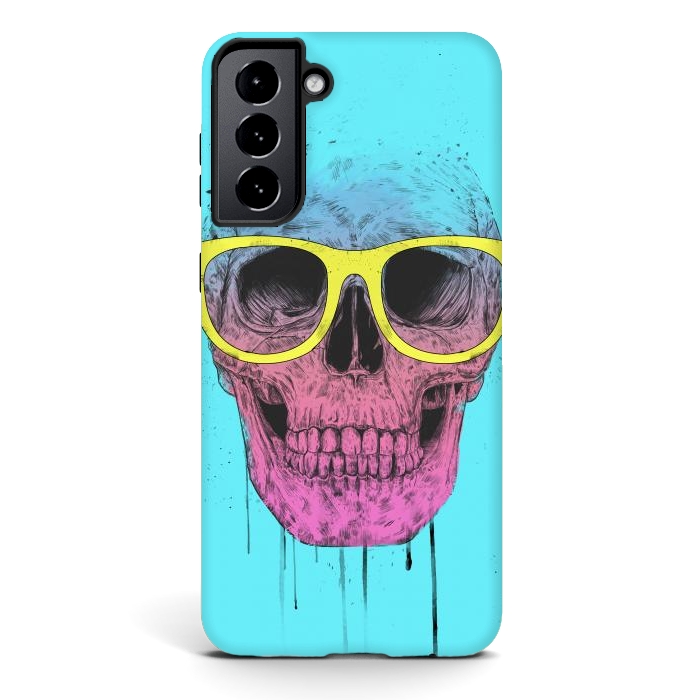 Galaxy S21 StrongFit Pop Art Skull With Glasses by Balazs Solti
