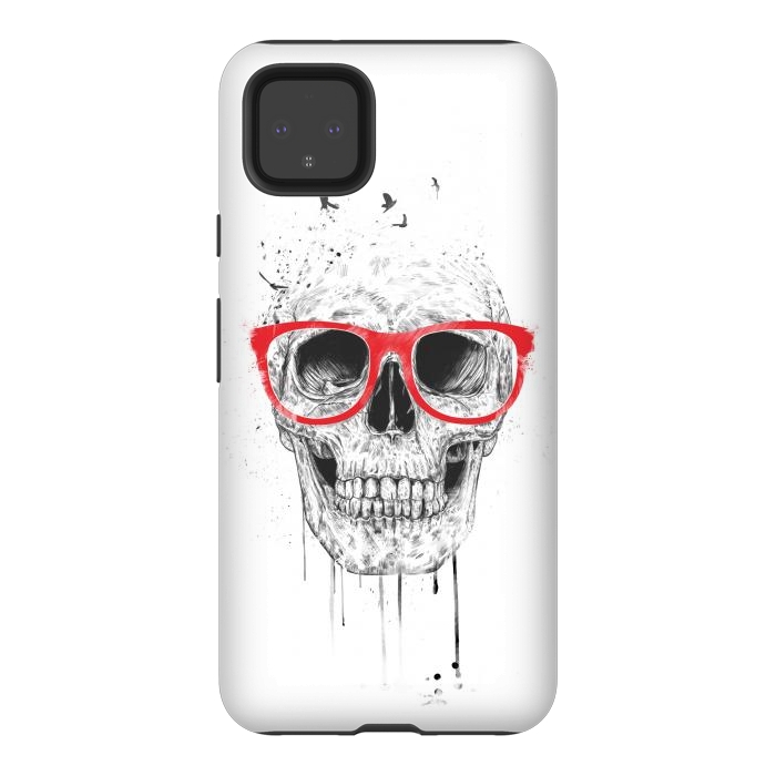 Pixel 4XL StrongFit Skull with red glasses by Balazs Solti
