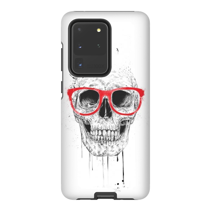 Galaxy S20 Ultra StrongFit Skull with red glasses by Balazs Solti