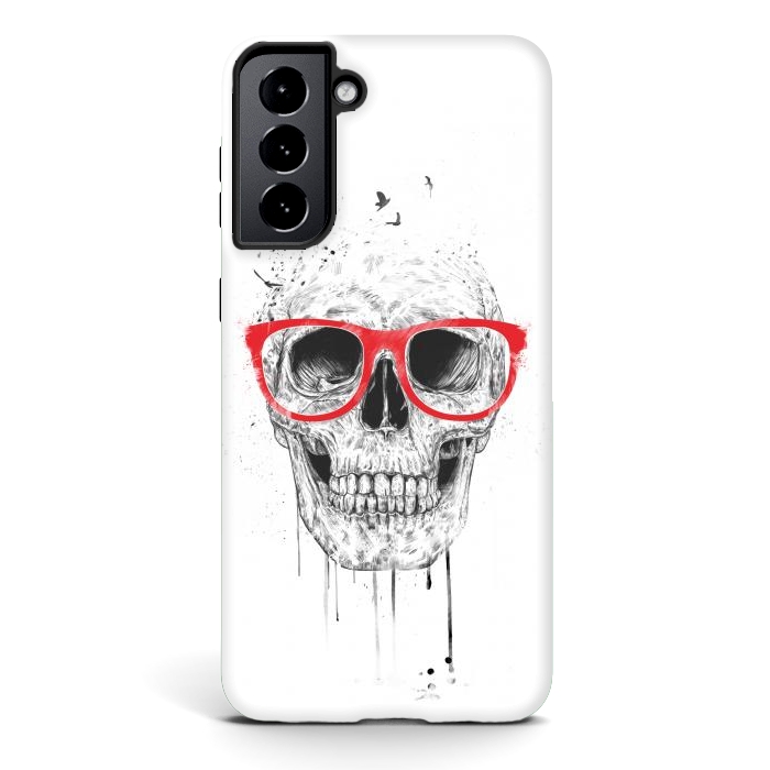 Galaxy S21 StrongFit Skull with red glasses by Balazs Solti