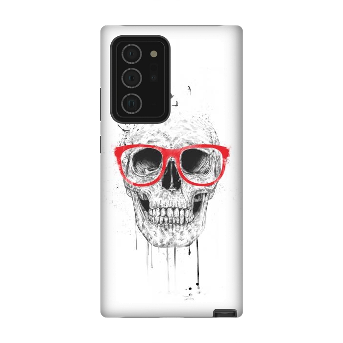 Galaxy Note 20 Ultra StrongFit Skull with red glasses by Balazs Solti