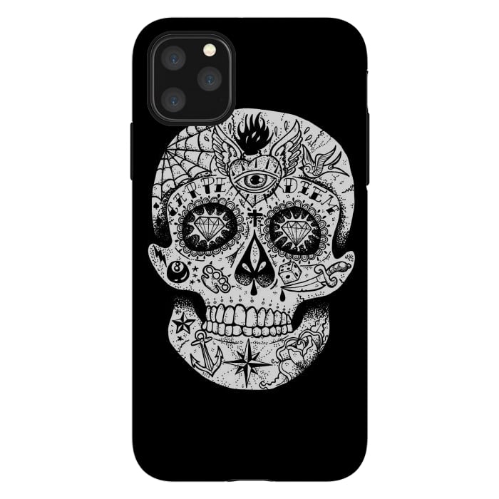 iPhone 11 Pro Max StrongFit Tattooed Skull by Mitxel Gonzalez