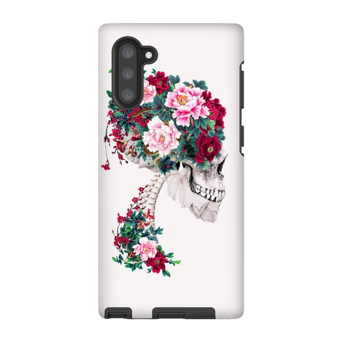 Galaxy Note 10 StrongFit Skull with Peonies by Riza Peker
