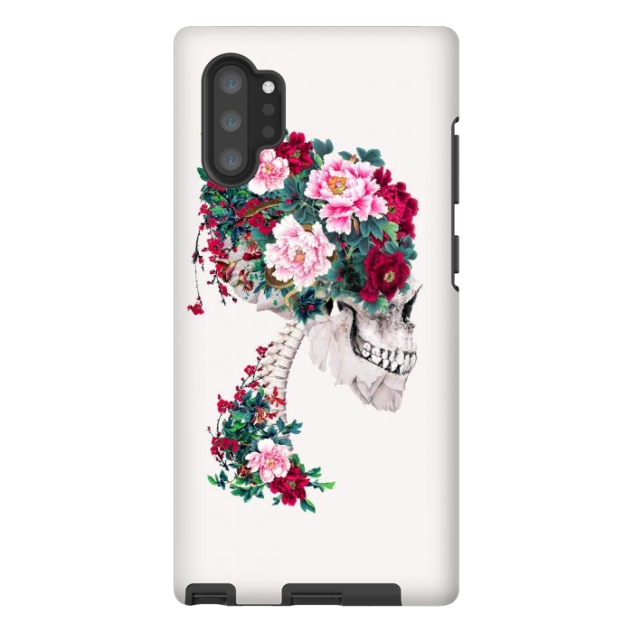 Galaxy Note 10 plus StrongFit Skull with Peonies by Riza Peker