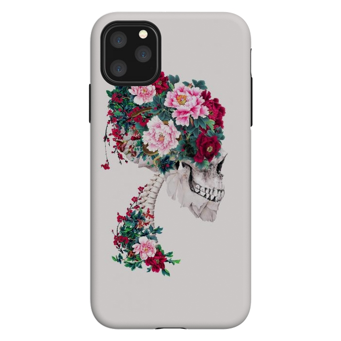 iPhone 11 Pro Max StrongFit Skull with Peonies by Riza Peker