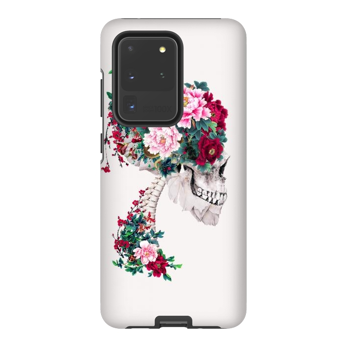 Galaxy S20 Ultra StrongFit Skull with Peonies by Riza Peker