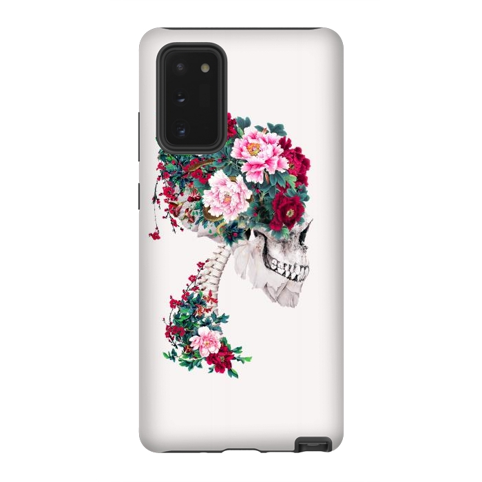 Galaxy Note 20 StrongFit Skull with Peonies by Riza Peker