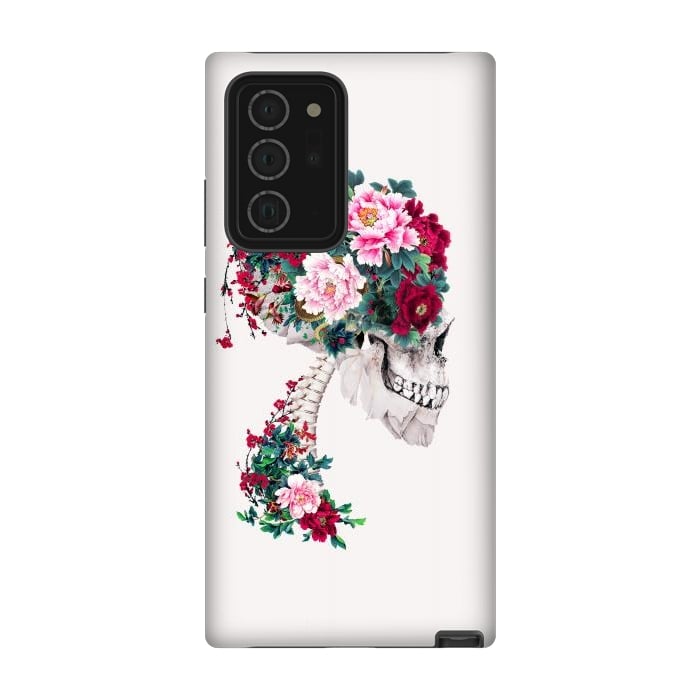 Galaxy Note 20 Ultra StrongFit Skull with Peonies by Riza Peker