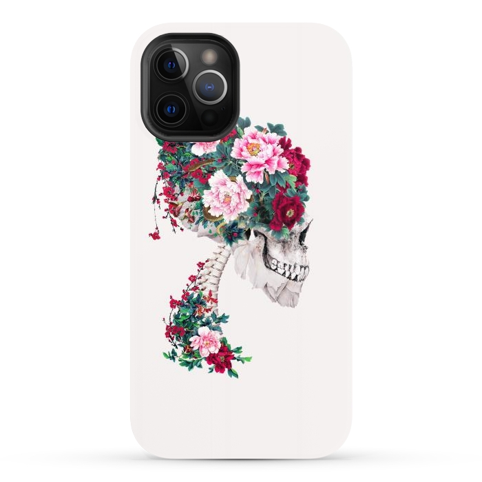 iPhone 12 Pro Max StrongFit Skull with Peonies by Riza Peker