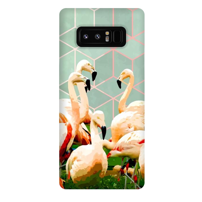 Galaxy Note 8 StrongFit Flamingle Abstract Digital, Flamingo Wildlife Painting, Birds Geometric Collage by Uma Prabhakar Gokhale