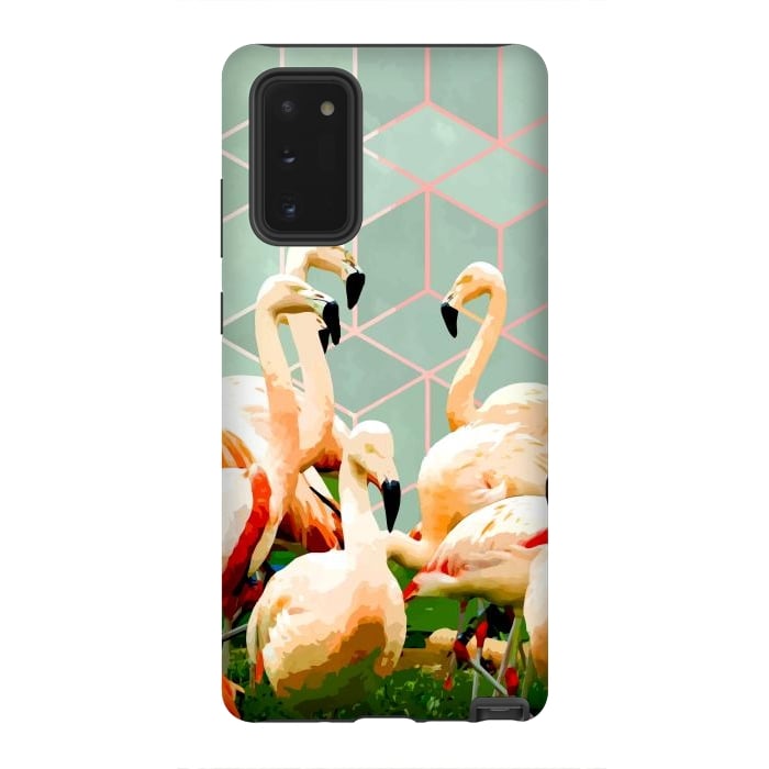Galaxy Note 20 StrongFit Flamingle Abstract Digital, Flamingo Wildlife Painting, Birds Geometric Collage by Uma Prabhakar Gokhale