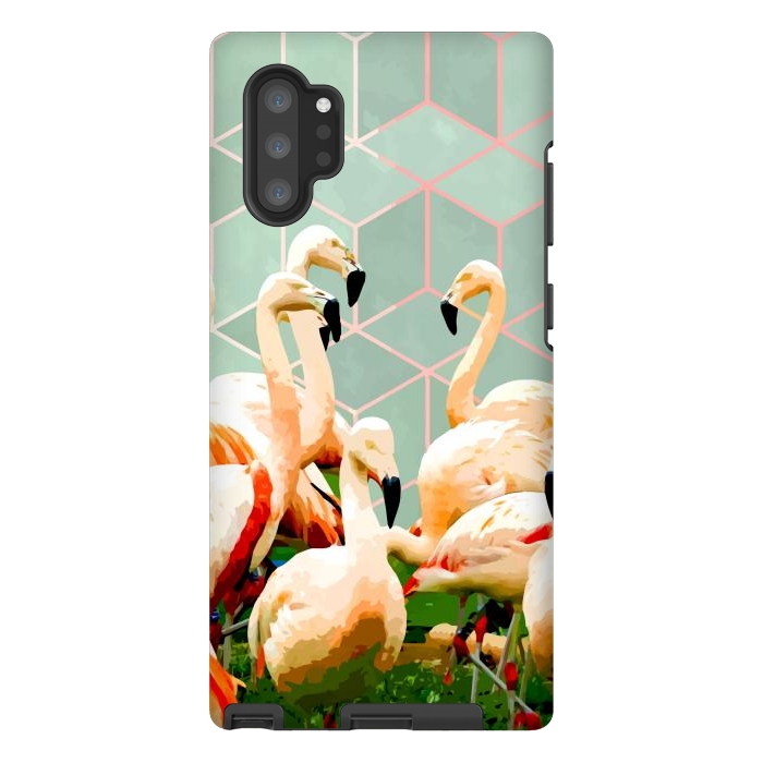 Galaxy Note 10 plus StrongFit Flamingle Abstract Digital, Flamingo Wildlife Painting, Birds Geometric Collage by Uma Prabhakar Gokhale