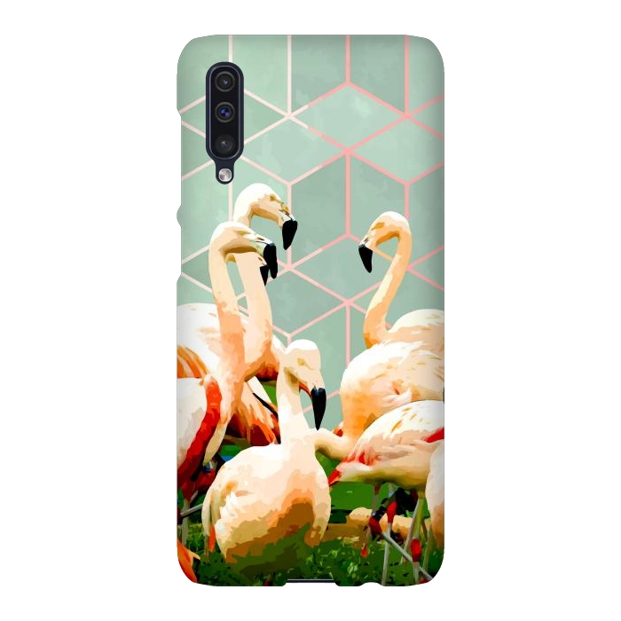 Galaxy A50 SlimFit Flamingle Abstract Digital, Flamingo Wildlife Painting, Birds Geometric Collage by Uma Prabhakar Gokhale