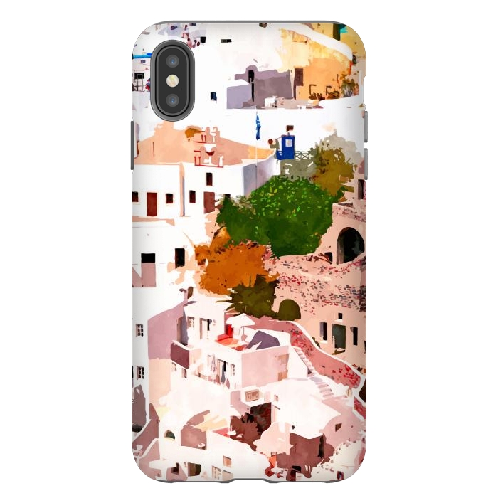 iPhone Xs Max StrongFit Travel Far Enough, You Meet Yourself Illustration, Spain Citiscape Architecture Painting, Buildings by Uma Prabhakar Gokhale