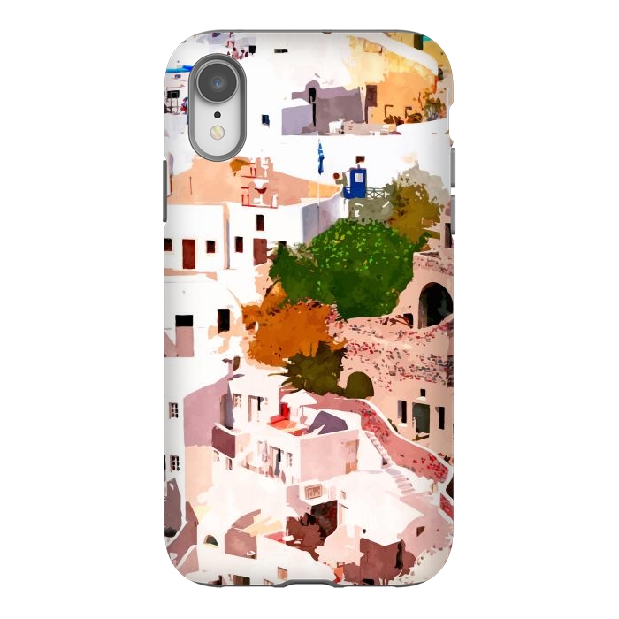 iPhone Xr StrongFit Travel Far Enough, You Meet Yourself Illustration, Spain Citiscape Architecture Painting, Buildings by Uma Prabhakar Gokhale