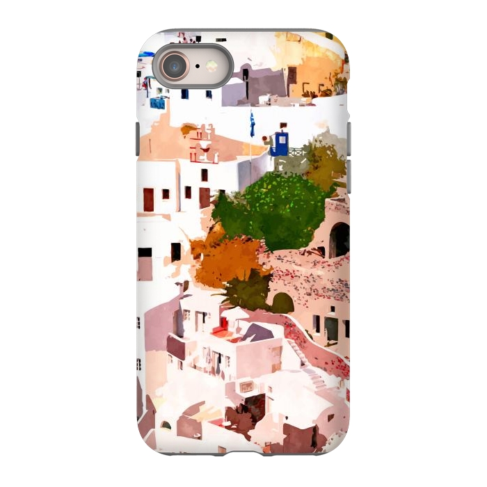 iPhone SE StrongFit Travel Far Enough, You Meet Yourself Illustration, Spain Citiscape Architecture Painting, Buildings by Uma Prabhakar Gokhale