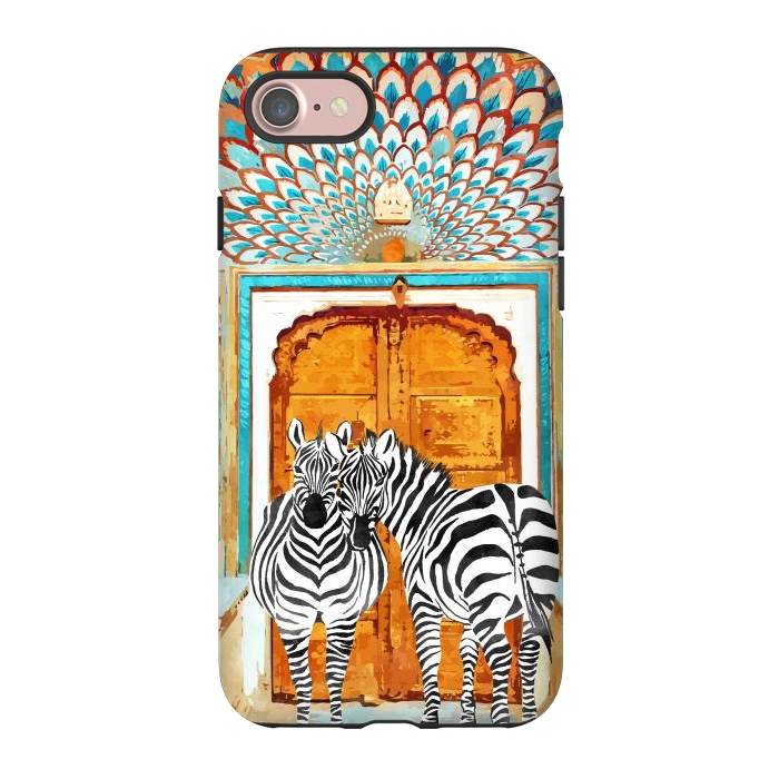 iPhone 7 StrongFit Take Your Stripes Wherever You Go Painting, Zebra Wildlife Architecture, Indian Palace Door Painting by Uma Prabhakar Gokhale