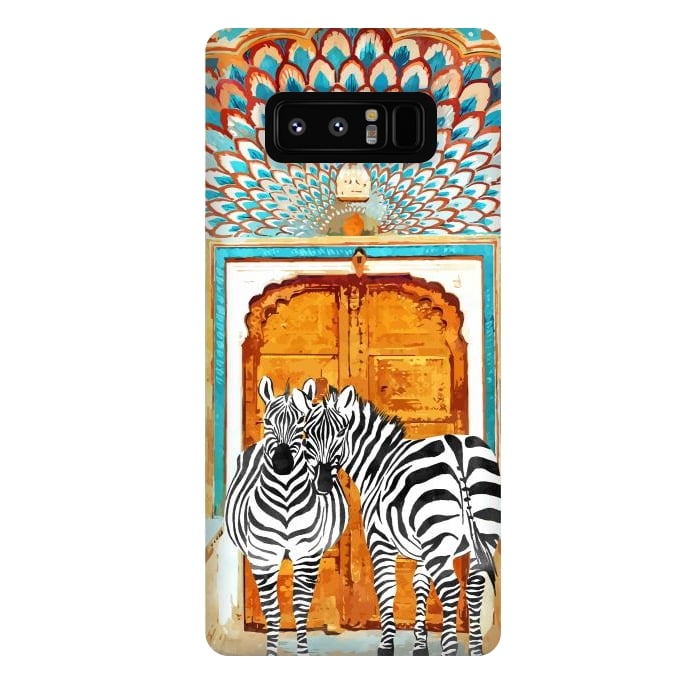 Galaxy Note 8 StrongFit Take Your Stripes Wherever You Go Painting, Zebra Wildlife Architecture, Indian Palace Door Painting by Uma Prabhakar Gokhale