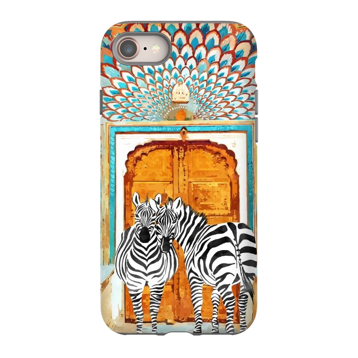 iPhone 8 StrongFit Take Your Stripes Wherever You Go Painting, Zebra Wildlife Architecture, Indian Palace Door Painting by Uma Prabhakar Gokhale