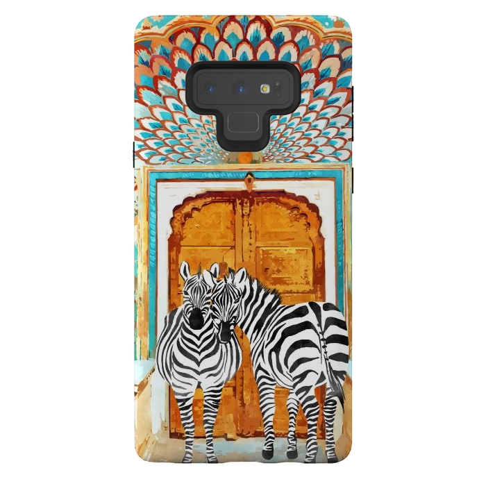 Galaxy Note 9 StrongFit Take Your Stripes Wherever You Go Painting, Zebra Wildlife Architecture, Indian Palace Door Painting by Uma Prabhakar Gokhale