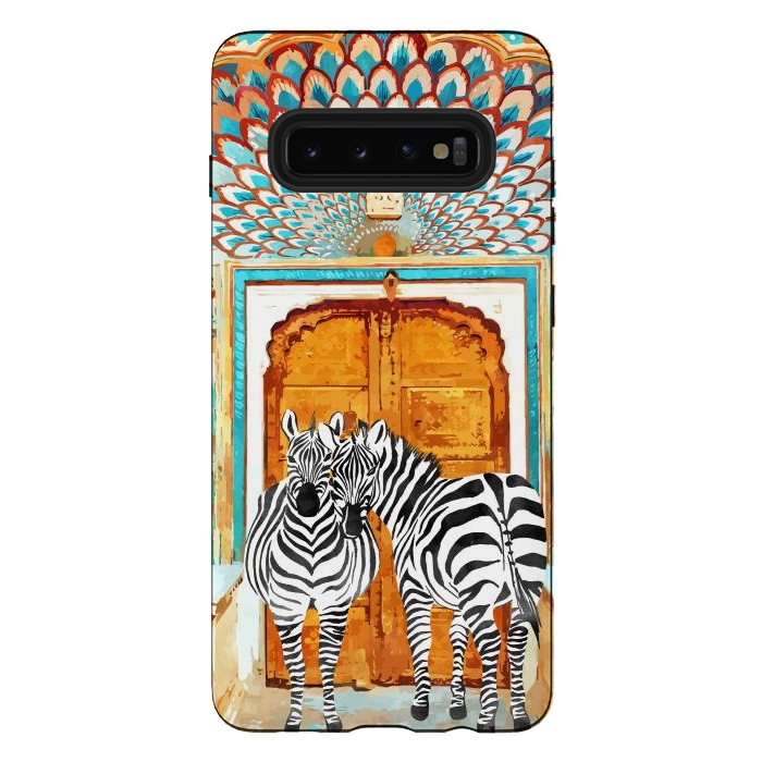 Galaxy S10 plus StrongFit Take Your Stripes Wherever You Go Painting, Zebra Wildlife Architecture, Indian Palace Door Painting by Uma Prabhakar Gokhale