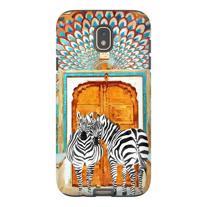 Galaxy J7 StrongFit Take Your Stripes Wherever You Go Painting, Zebra Wildlife Architecture, Indian Palace Door Painting by Uma Prabhakar Gokhale