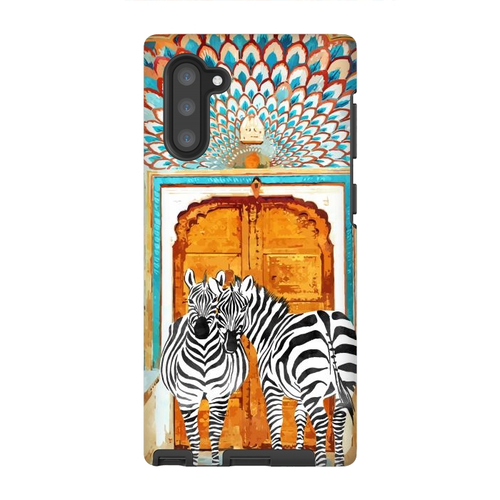 Galaxy Note 10 StrongFit Take Your Stripes Wherever You Go Painting, Zebra Wildlife Architecture, Indian Palace Door Painting by Uma Prabhakar Gokhale