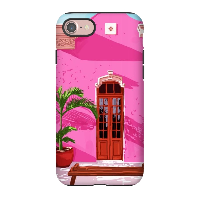 iPhone 7 StrongFit Pink Building Architecture | Pop Art Travel House Painting | Modern Bohemian Décor Spain Palace by Uma Prabhakar Gokhale