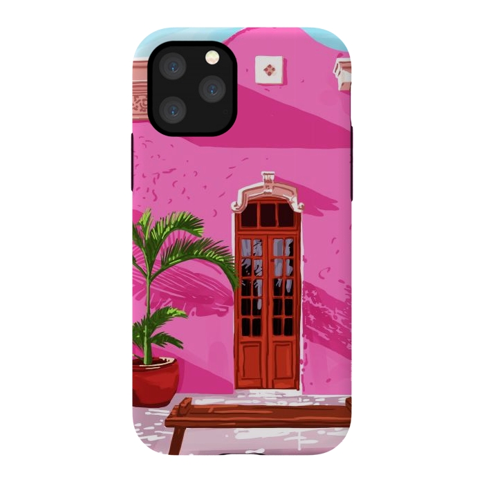 iPhone 11 Pro StrongFit Pink Building Architecture | Pop Art Travel House Painting | Modern Bohemian Décor Spain Palace by Uma Prabhakar Gokhale