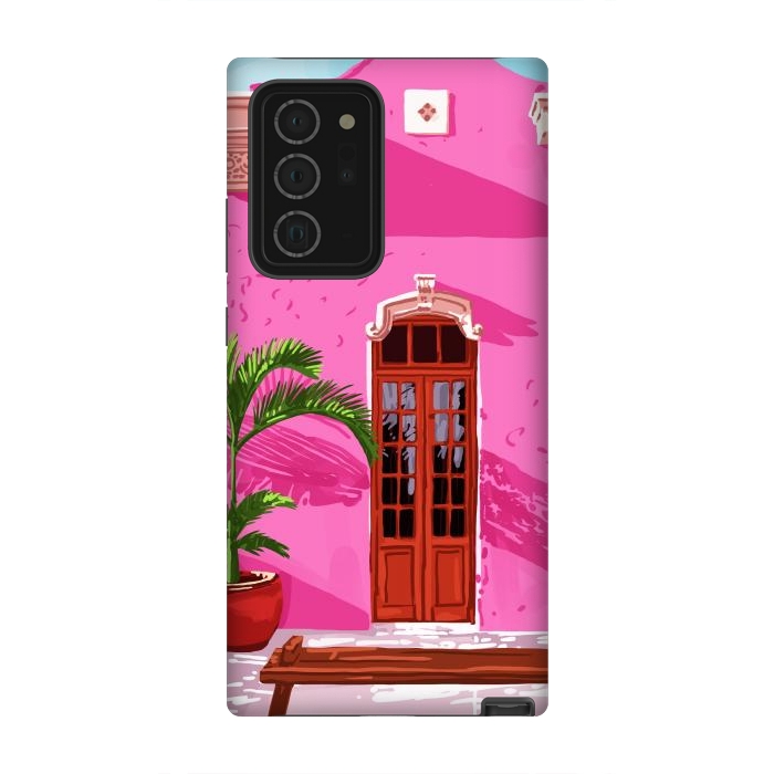 Galaxy Note 20 Ultra StrongFit Pink Building Architecture | Pop Art Travel House Painting | Modern Bohemian Décor Spain Palace by Uma Prabhakar Gokhale