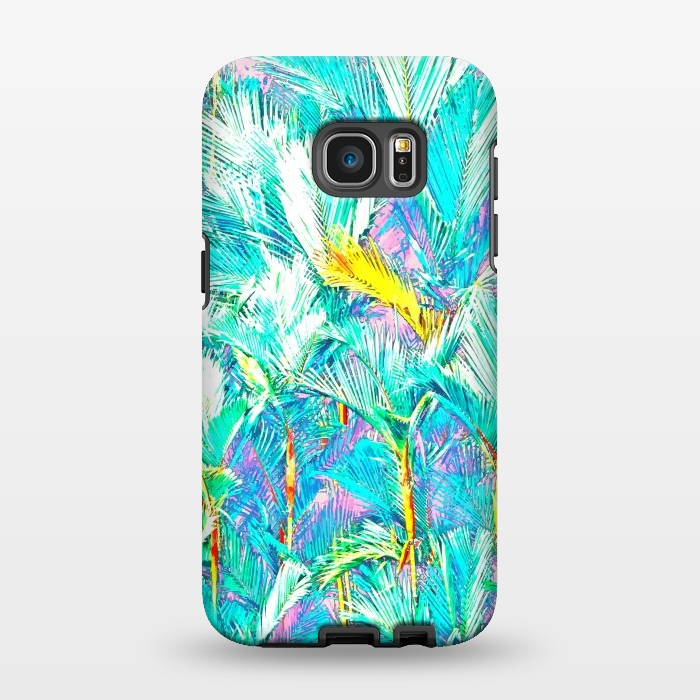 Galaxy S7 EDGE StrongFit Palm Garden, Tropical Nature Jungle Botanical Painting, Bohemian Intricate Pastel Forest by Uma Prabhakar Gokhale