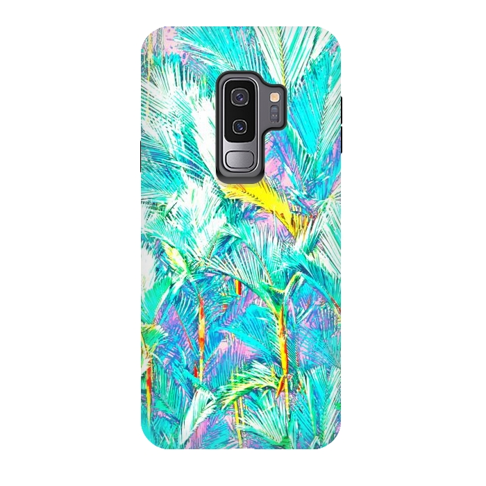 Galaxy S9 plus StrongFit Palm Garden, Tropical Nature Jungle Botanical Painting, Bohemian Intricate Pastel Forest by Uma Prabhakar Gokhale