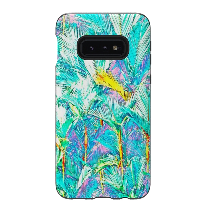 Galaxy S10e StrongFit Palm Garden, Tropical Nature Jungle Botanical Painting, Bohemian Intricate Pastel Forest by Uma Prabhakar Gokhale