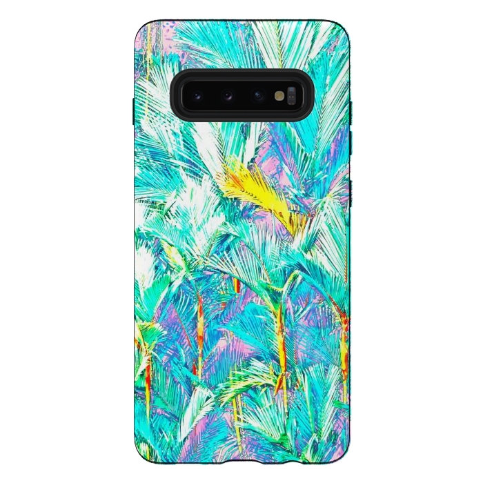 Galaxy S10 plus StrongFit Palm Garden, Tropical Nature Jungle Botanical Painting, Bohemian Intricate Pastel Forest by Uma Prabhakar Gokhale