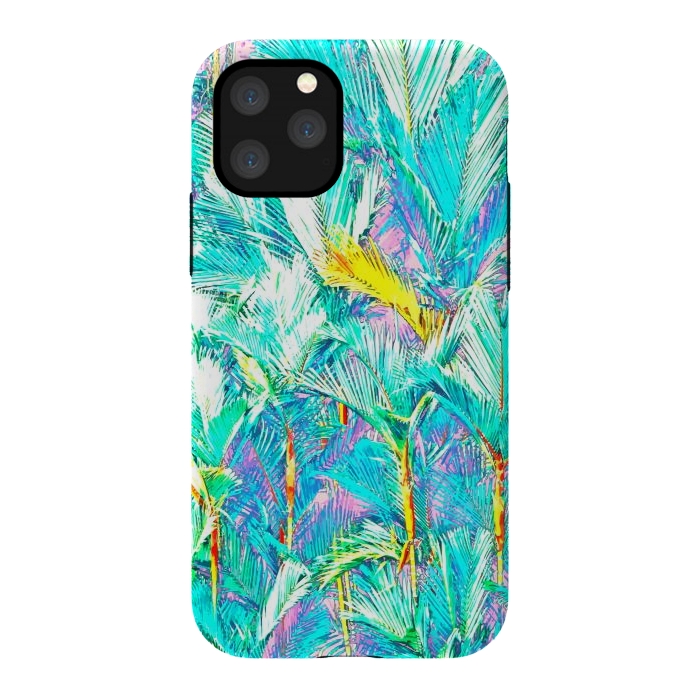 iPhone 11 Pro StrongFit Palm Garden, Tropical Nature Jungle Botanical Painting, Bohemian Intricate Pastel Forest by Uma Prabhakar Gokhale