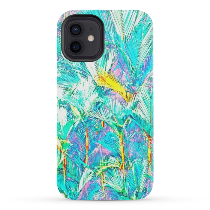 iPhone 12 mini StrongFit Palm Garden, Tropical Nature Jungle Botanical Painting, Bohemian Intricate Pastel Forest by Uma Prabhakar Gokhale