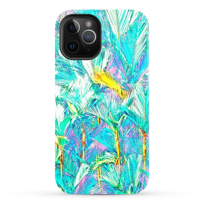 iPhone 12 Pro Max StrongFit Palm Garden, Tropical Nature Jungle Botanical Painting, Bohemian Intricate Pastel Forest by Uma Prabhakar Gokhale