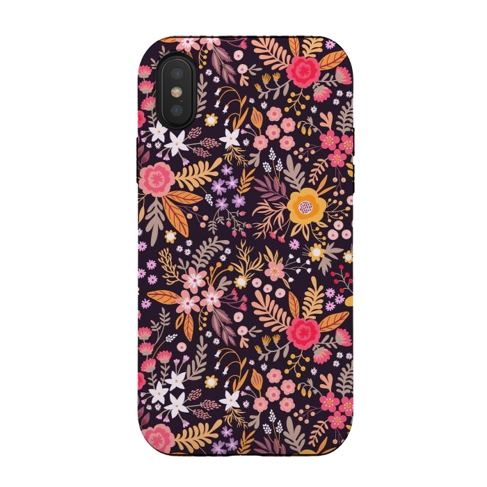 iPhone Xs / X StrongFit Branches and Berries on a Black Background by ArtsCase