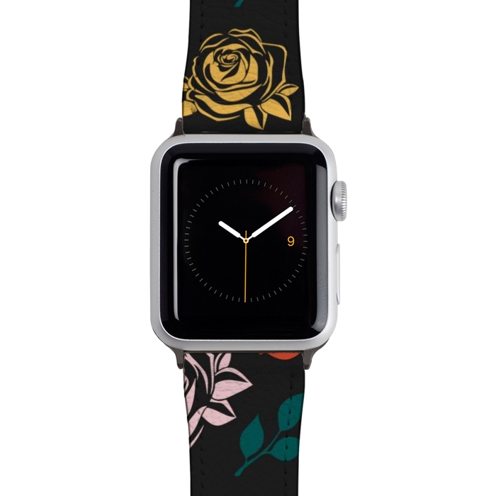 Watch 42mm / 44mm Strap PU leather Rose Floral by TMSarts
