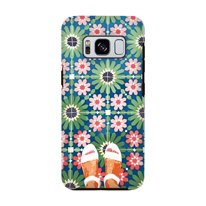 Galaxy S8 StrongFit For The Love of Tiles | Moroccan Modern Bohemian Décor | Exotic Travel Watercolor Painting by Uma Prabhakar Gokhale