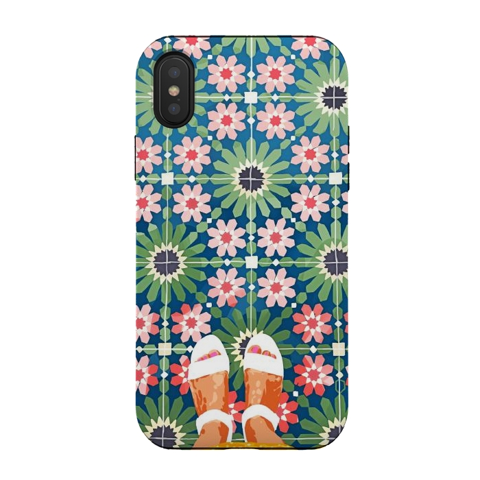 iPhone Xs / X StrongFit For The Love of Tiles | Moroccan Modern Bohemian Décor | Exotic Travel Watercolor Painting by Uma Prabhakar Gokhale