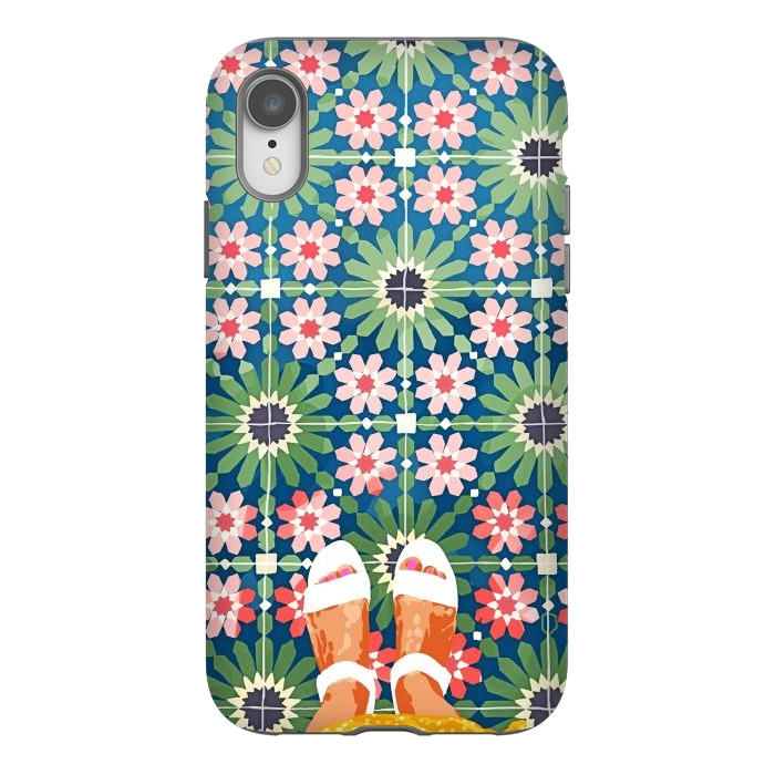 iPhone Xr StrongFit For The Love of Tiles | Moroccan Modern Bohemian Décor | Exotic Travel Watercolor Painting by Uma Prabhakar Gokhale