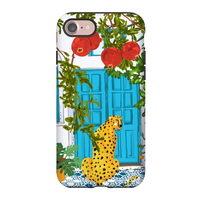 iPhone 7 StrongFit Cheetah Home, Morocco Architecture Illustration, Greece Cats Tropical Urban Jungle Pomegranate by Uma Prabhakar Gokhale