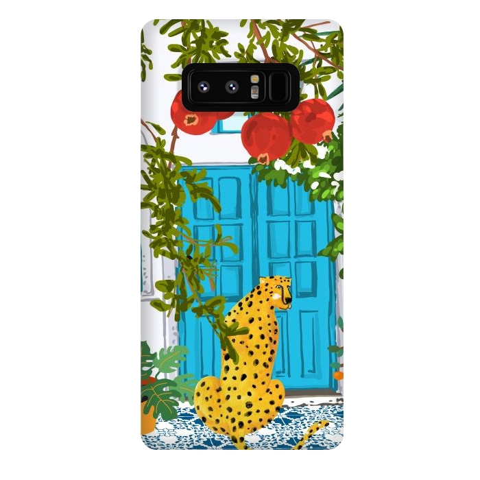 Galaxy Note 8 StrongFit Cheetah Home, Morocco Architecture Illustration, Greece Cats Tropical Urban Jungle Pomegranate by Uma Prabhakar Gokhale