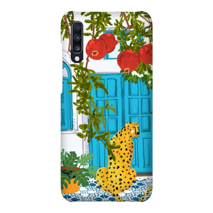 Galaxy A70 SlimFit Cheetah Home, Morocco Architecture Illustration, Greece Cats Tropical Urban Jungle Pomegranate by Uma Prabhakar Gokhale